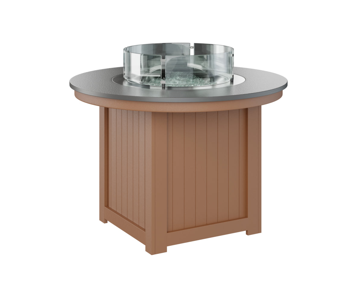 Berlin Gardens Donoma 44" Round Fire Table Dining with Hammered Top