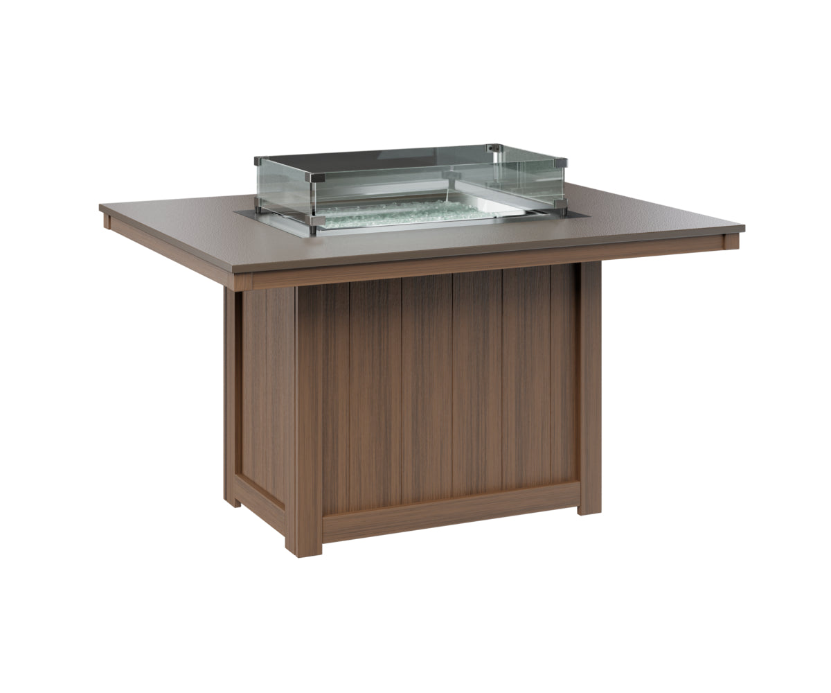 Berlin Gardens Donoma 42" x 54" Rectangular Fire Table Dining with Hammered Top