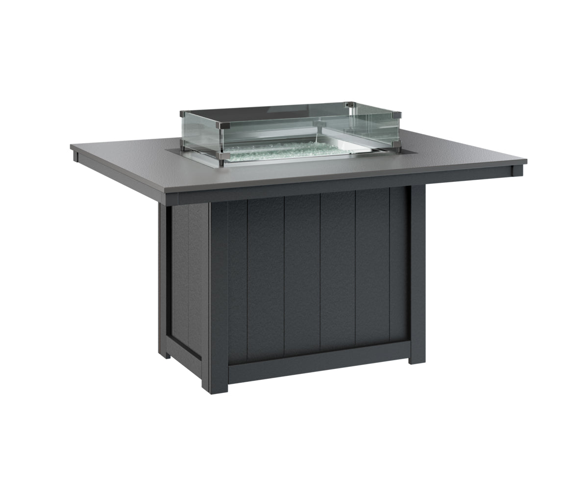 Berlin Gardens Donoma 42" x 54" Rectangular Fire Table Dining with Hammered Top