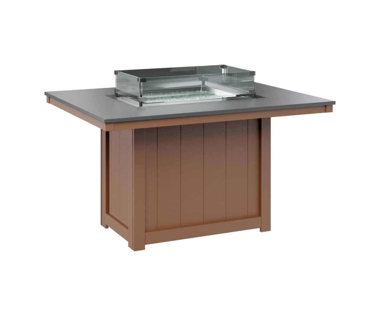 Berlin Gardens Donoma 42" x 54" Rectangular Fire Table Dining with Hammered Top