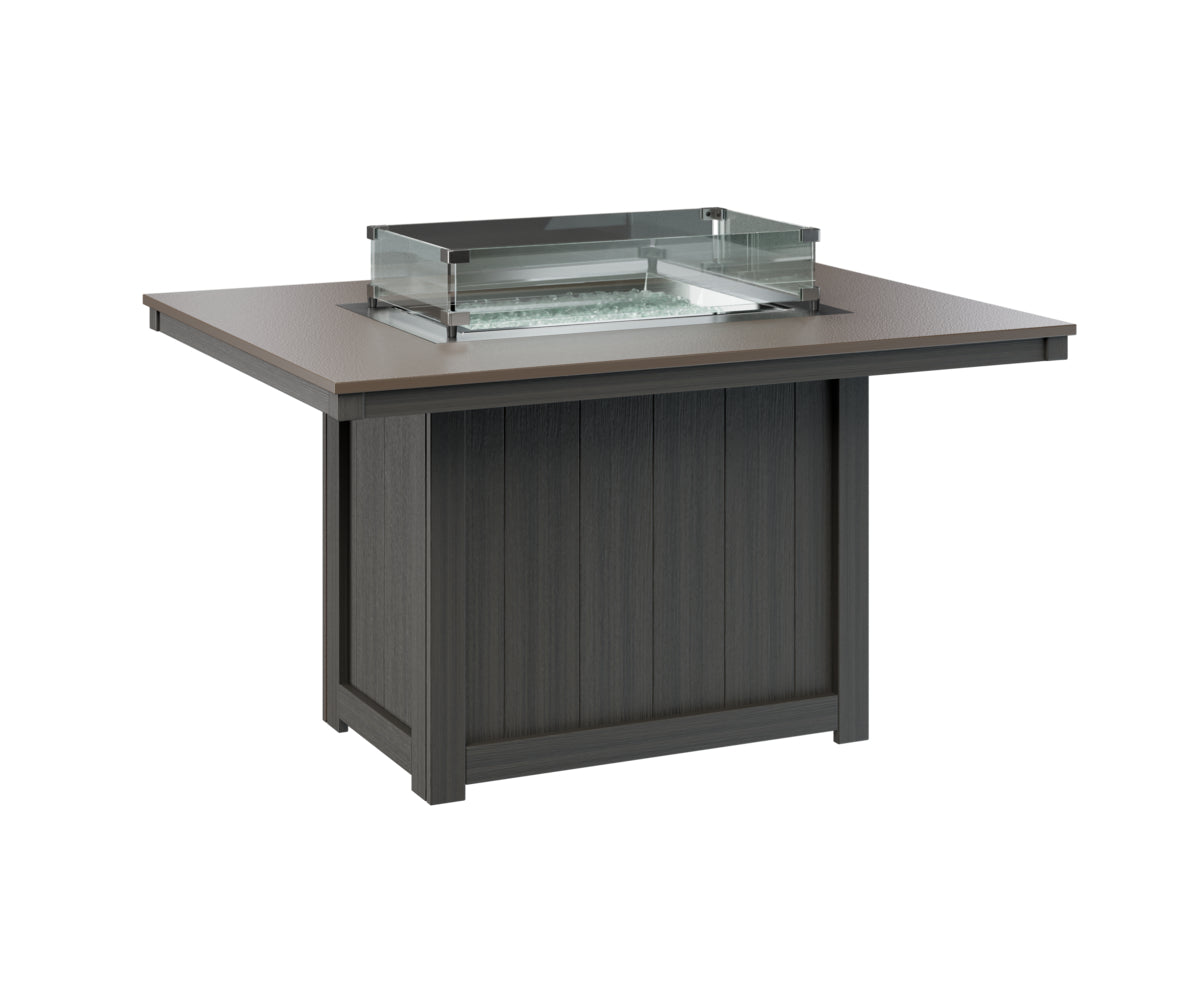 Berlin Gardens Donoma 42" x 54" Rectangular Fire Table Dining with Hammered Top
