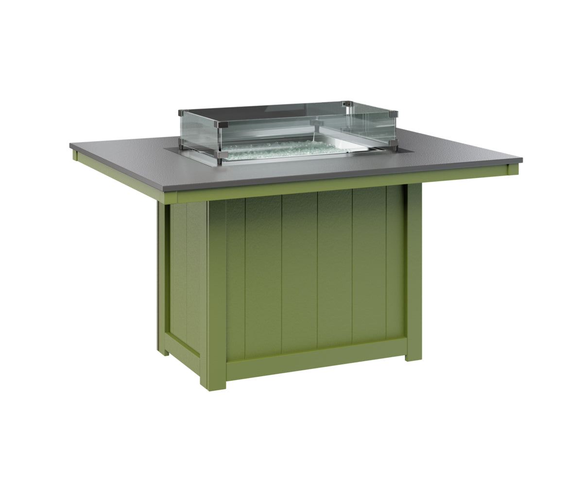 Berlin Gardens Donoma 42" x 54" Rectangular Fire Table Dining with Hammered Top