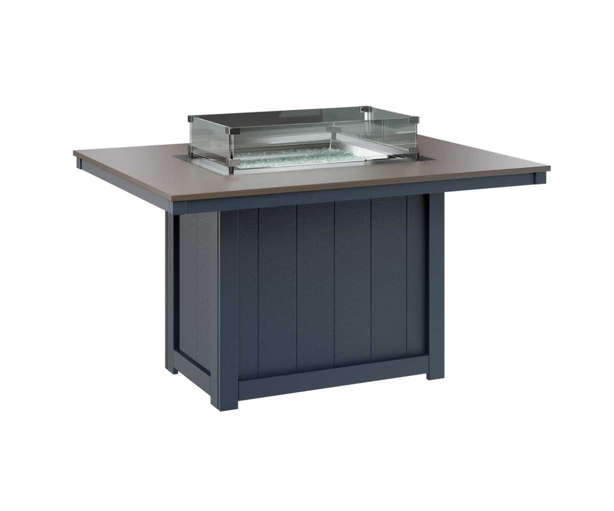 Berlin Gardens Donoma 42" x 54" Rectangular Fire Table Dining with Hammered Top