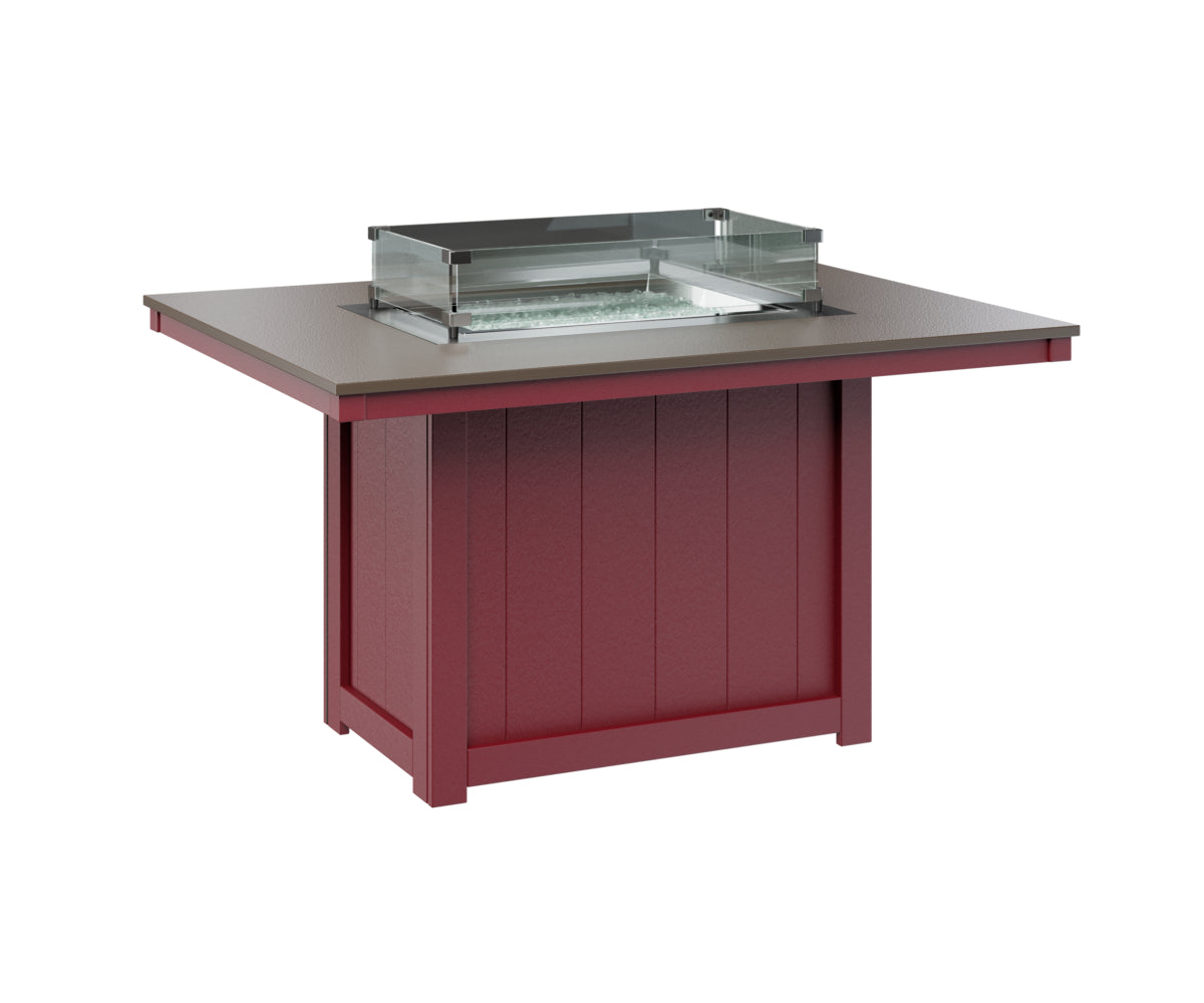 Berlin Gardens Donoma 42" x 54" Rectangular Fire Table Dining with Hammered Top