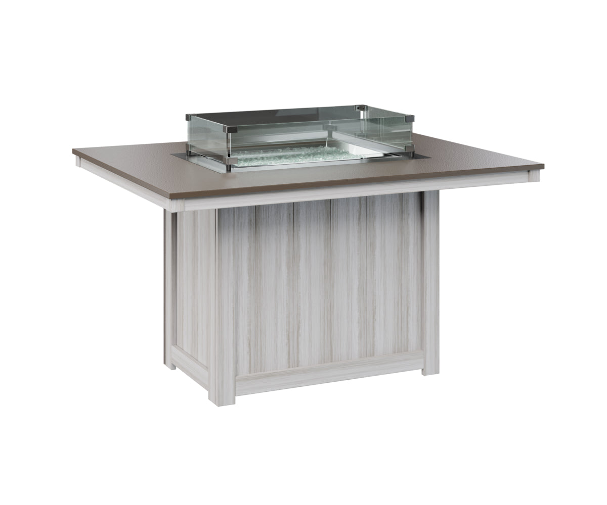 Berlin Gardens Donoma 42" x 54" Rectangular Fire Table Dining with Hammered Top
