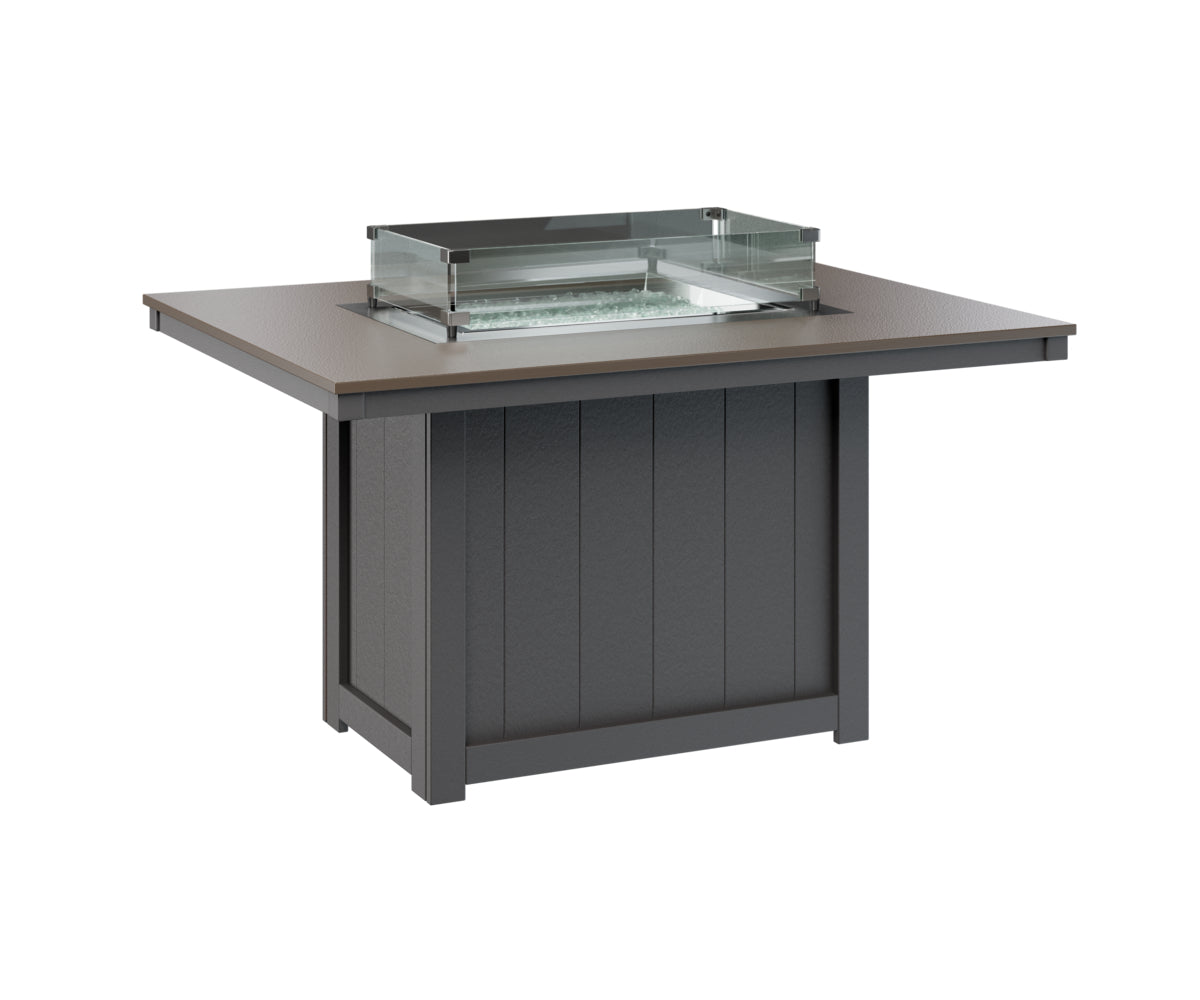 Berlin Gardens Donoma 42" x 54" Rectangular Fire Table Dining with Hammered Top