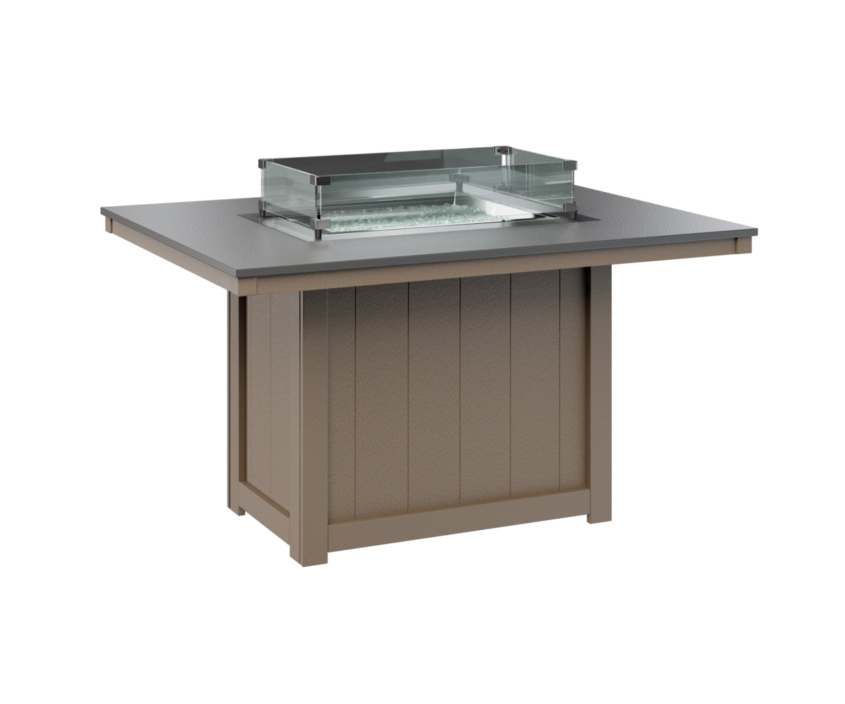 Berlin Gardens Donoma 42" x 54" Rectangular Fire Table Dining with Hammered Top