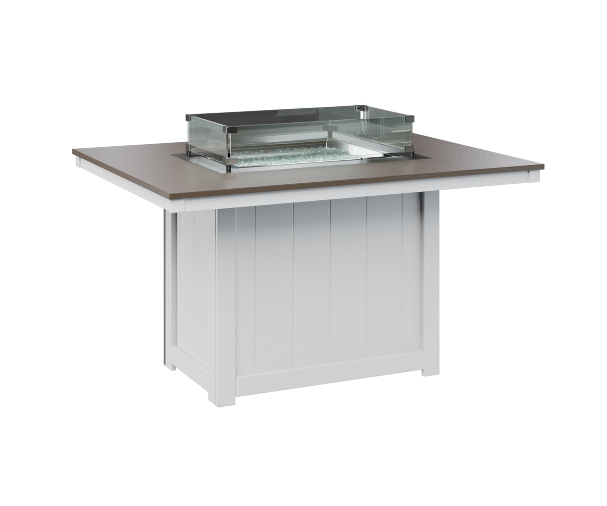 Berlin Gardens Donoma 42" x 54" Rectangular Fire Table Dining with Hammered Top