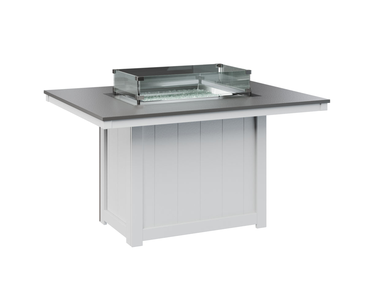 Berlin Gardens Donoma 42" x 54" Rectangular Fire Table Dining with Hammered Top
