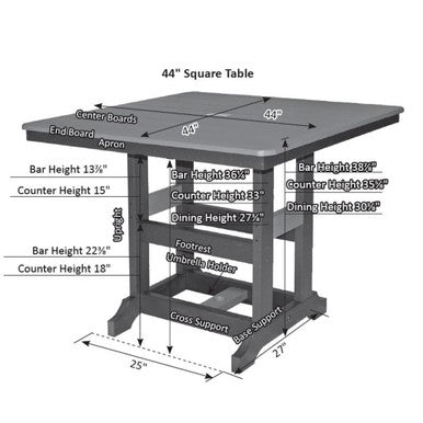 Berlin Gardens Garden Classic Standard Top 44" Square Counter Table
