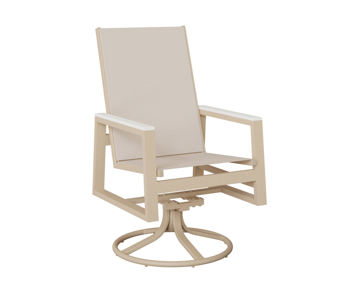 Berlin Gardens Vida High Back Padded Sling Swivel Rocker Dining Chair