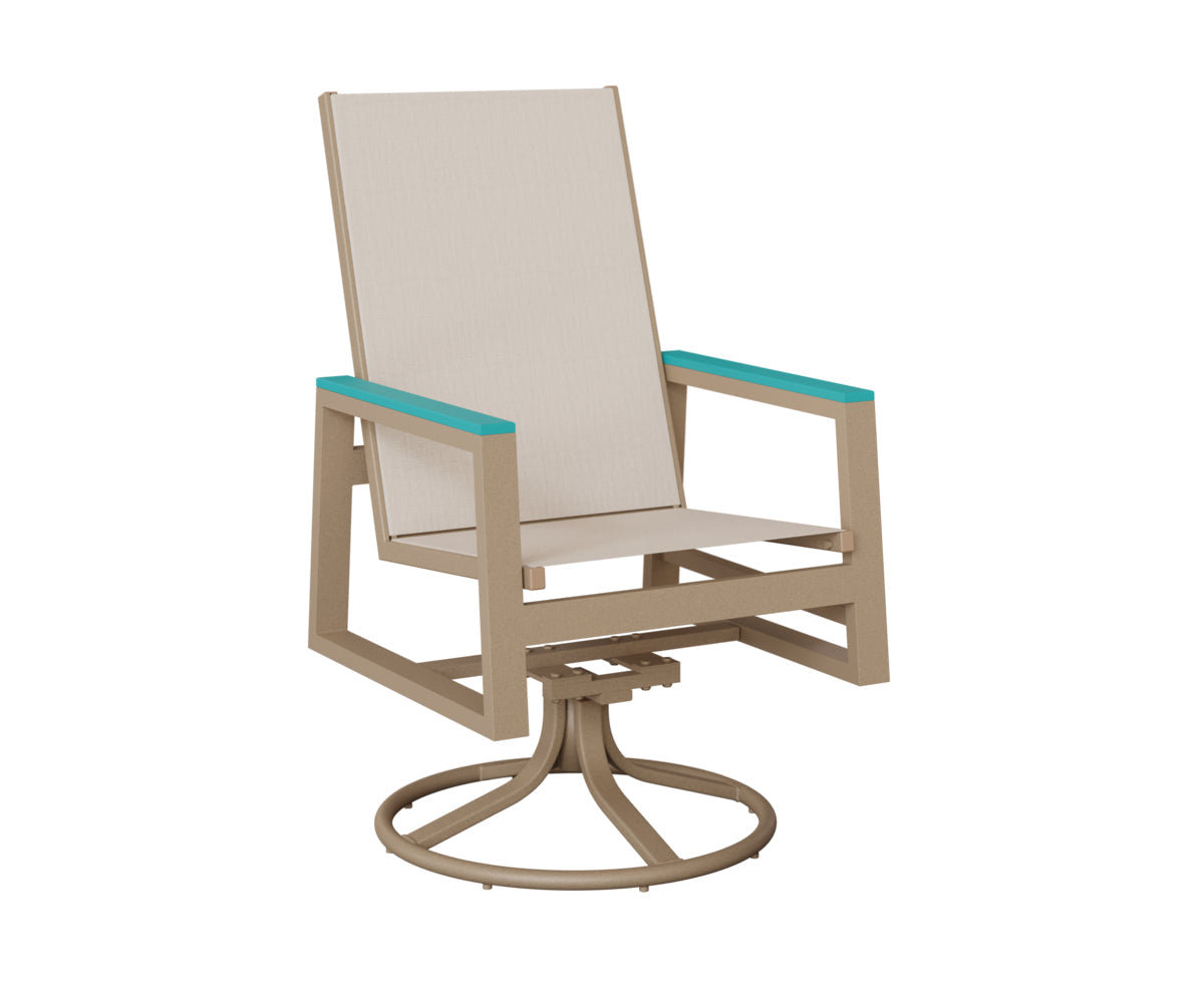 Berlin Gardens Vida High Back Padded Sling Swivel Rocker Dining Chair