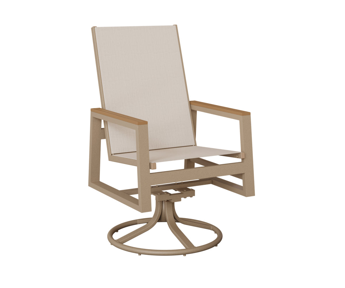 Berlin Gardens Vida High Back Padded Sling Swivel Rocker Dining Chair