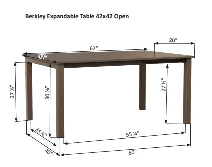 Berlin Gardens Berkley MGP 42" x 42" Expandable Dining Table with Standard Top