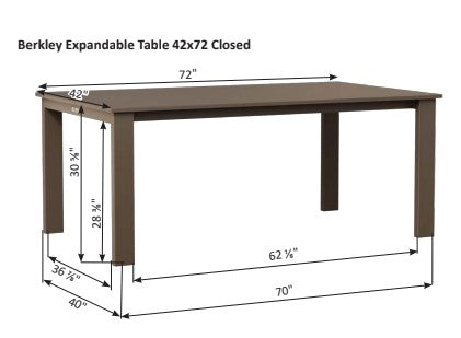 Berlin Gardens Berkley MGP 42" x 72" Expandable Table with Hammered Top