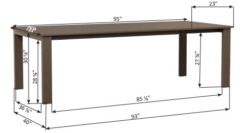 Berlin Gardens Berkley MGP 42" x 72" Expandable Table with Hammered Top