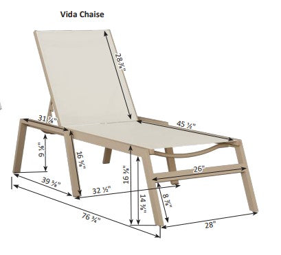 Berlin Gardens Vida Regular Sling Chaise Lounge with Arms