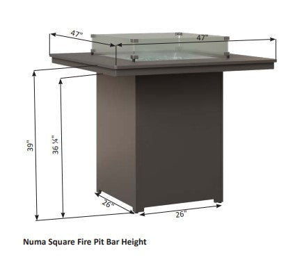 Berlin Gardens MGP Numa 47" Square Bar Height Fire Table