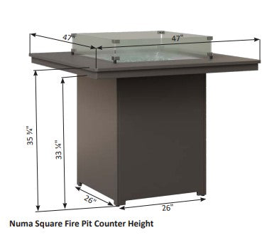 Berlin Gardens MGP Numa 47" Square Counter Height Fire Table