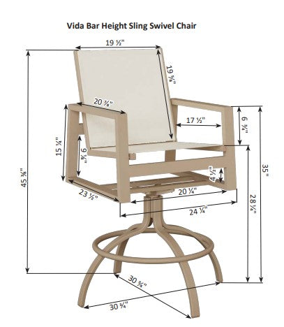 Berlin Gardens Vida Padded Sling Swivel Bar Chair