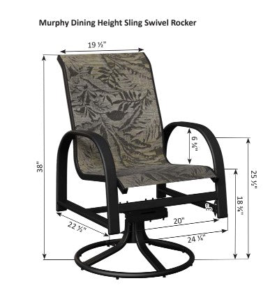Berlin Gardens Murphy Padded Sling Swivel Rocker Dining Chair