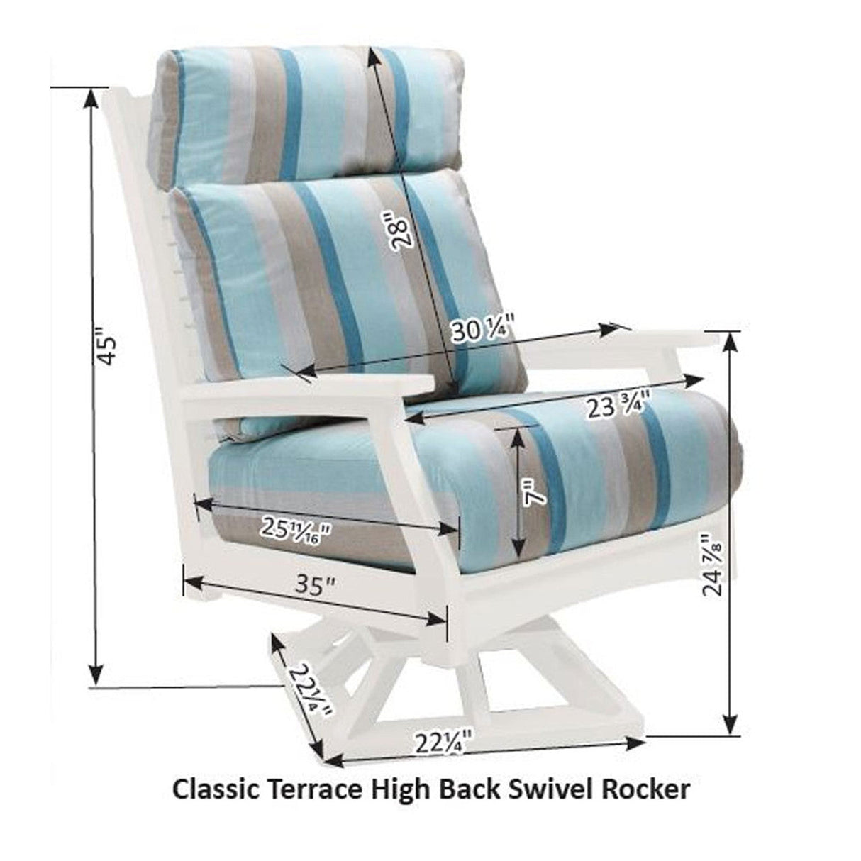 Berlin Gardens Classic Terrace High Back Swivel Rocker - CTHSR3045 3