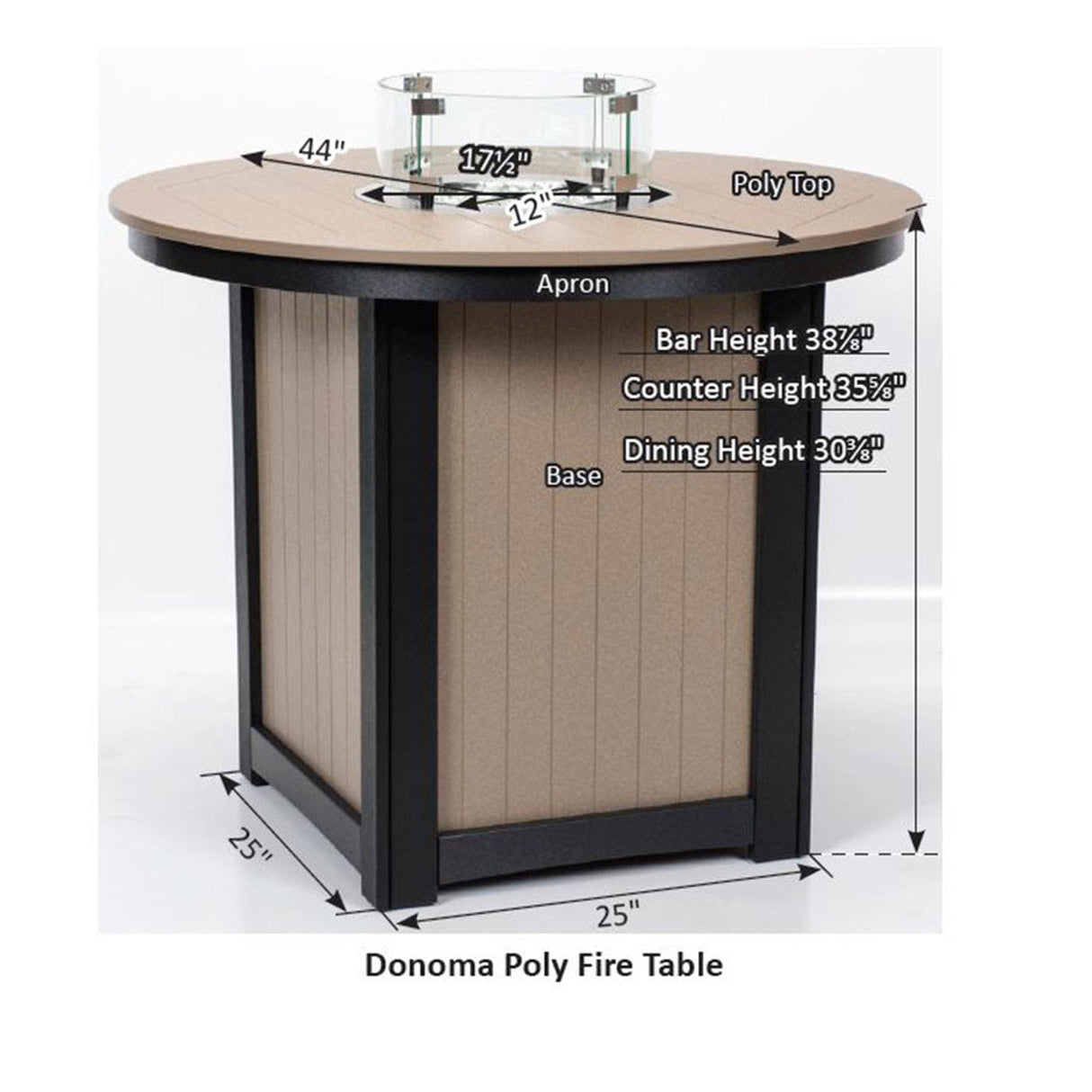 Berlin Gardens Donoma Hammered Top 44" Round Fire Table Dining - DHFT3044D 2