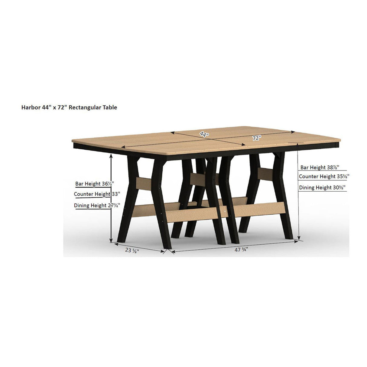 Berlin Gardens Harbor Counter Tables Standard Top 44" x 72" Rectangular Counter Table - HRT4472C 6