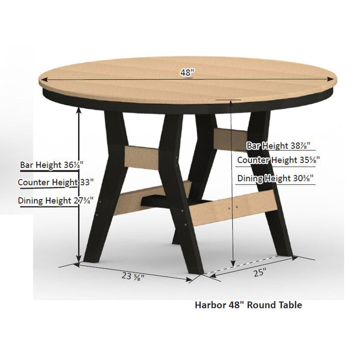 Berlin Gardens Harbor Dining Tables Standard Top 48" Round Dining Table - HRT0048D 2
