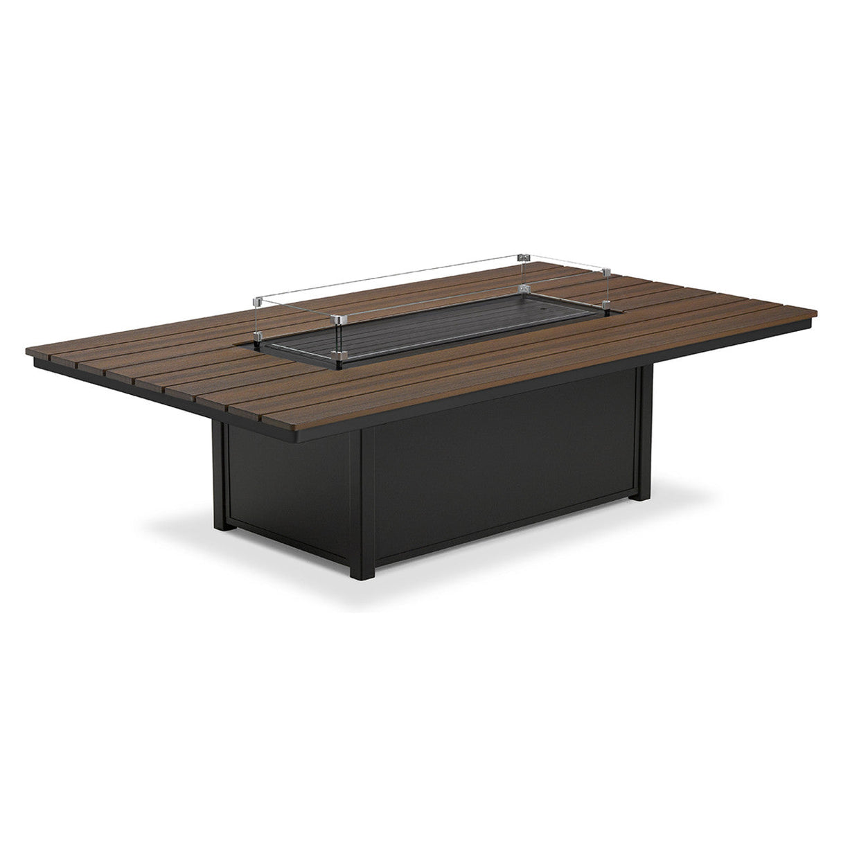 Telescope Aluminum Slat Top Fire Tables 16" x 46" Rectangular Glass Surround - 6F20-GLS 1