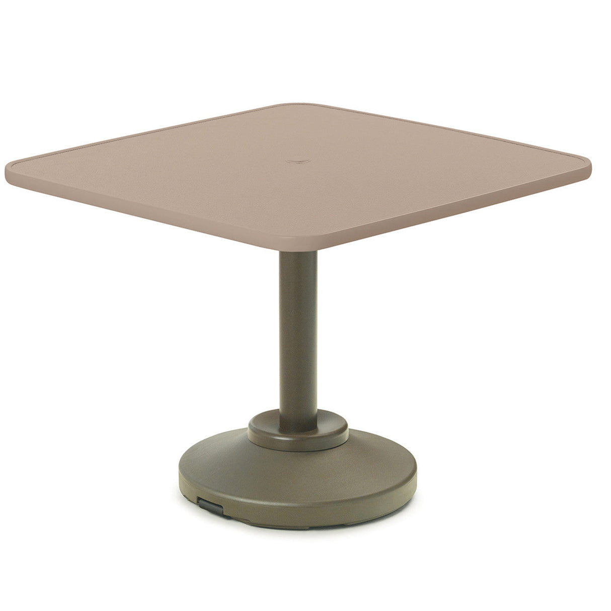 Telescope Dining Height 36' Square Aluminum Slat Top Table w/ 80lb Pedestal - 3180-2P20BAS