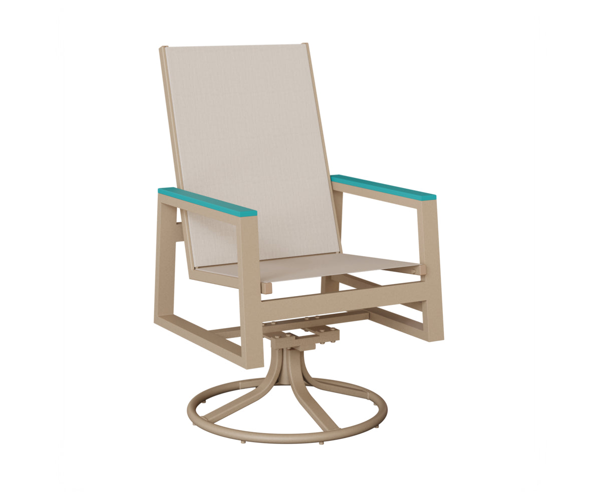 Berlin Gardens Vida High Back Padded Sling Swivel Rocker Dining Chair