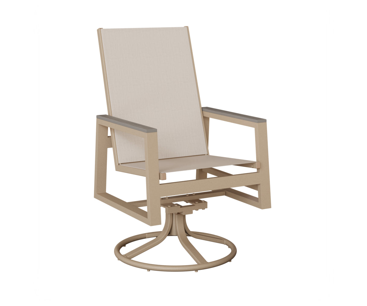 Berlin Gardens Vida High Back Padded Sling Swivel Rocker Dining Chair