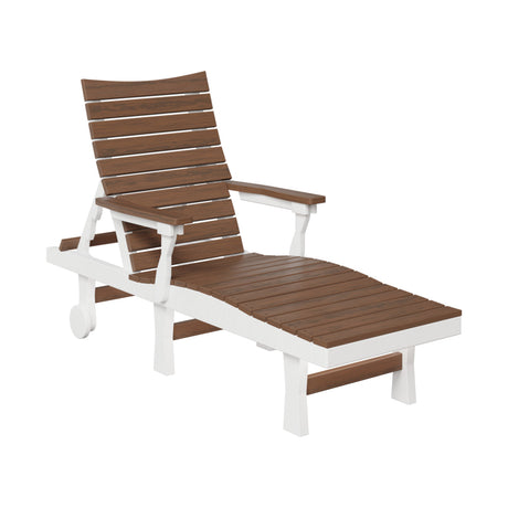 Berlin Gardens Bristol Chaise Lounge Chair Brazilian Walnut and White