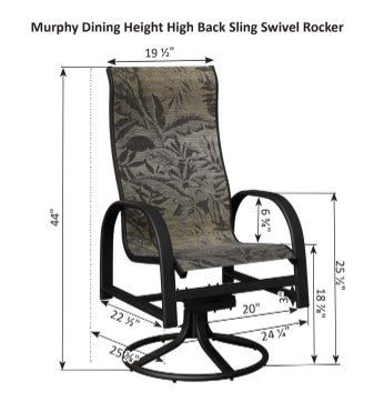 Berlin Gardens Murphy High Back Padded Sling Swivel Rocker Dining Chair