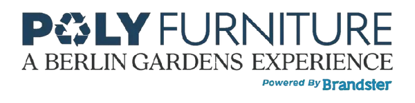 Poly Furniture logo with 'A Berlin Gardens Experience' text on a white background
