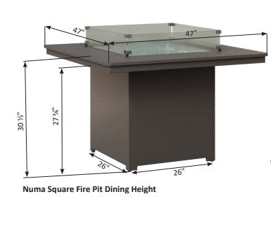 Berlin Gardens MGP Numa 47" Square Dining Height Fire Table