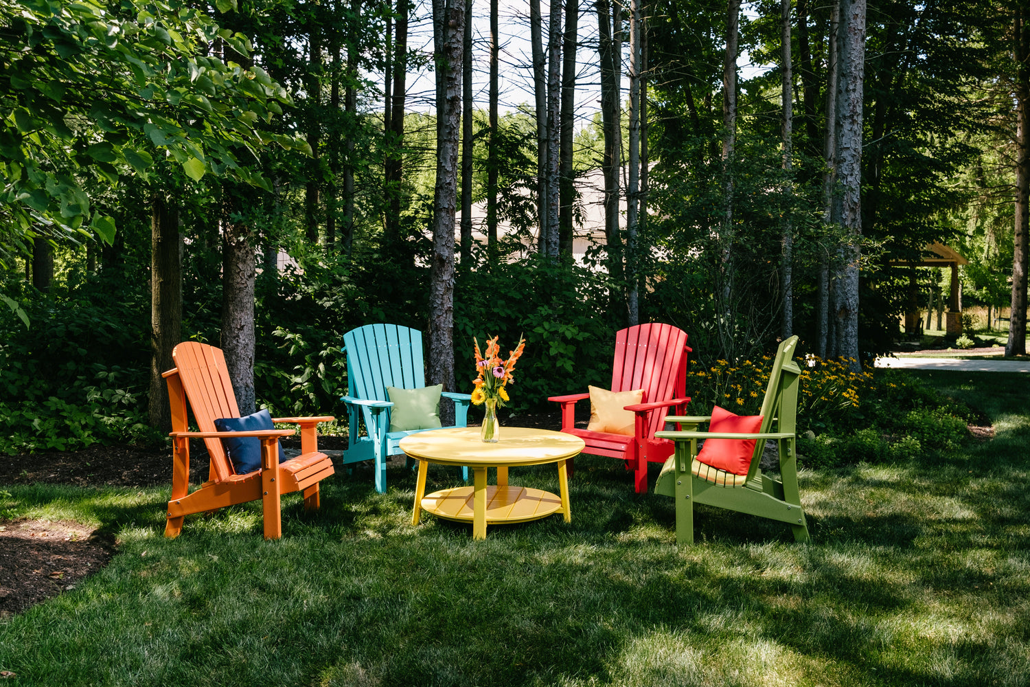 LuxCraft 5 Piece Oasis Conversation Table & Adirondack Chair Set