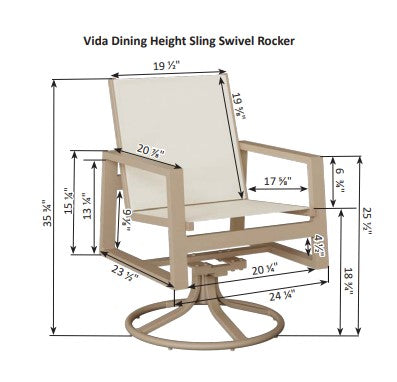 Berlin Gardens Vida Padded Sling Swivel Rocker Dining Chair