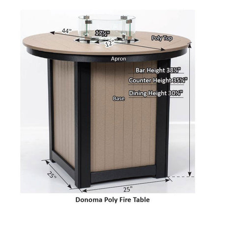Berlin Gardens Donoma Hammered Top 44" Round Fire Table Dining - DHFT3044D 2