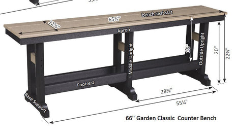Berlin Gardens Garden Classic 66" Counter Bench - GCCB6623 2