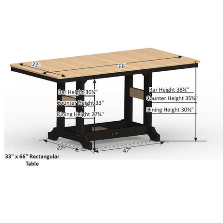 Berlin Gardens Garden Classic Hammered Top 33" x 66" Rectangular Counter Table - GCHF3366C 2