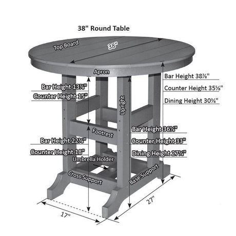 Berlin Gardens Garden Classic Hammered Top 38" Round Bar Table - GCHF0038B 2