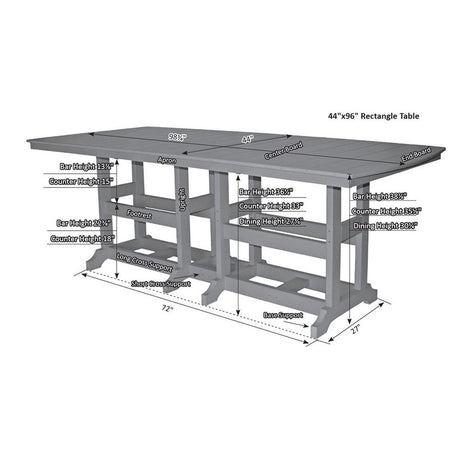 Berlin Gardens Garden Classic Hammered Top 44" x 96" Rectangular Bar Table - GCHFT4496B 2