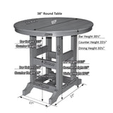Berlin Gardens Garden Classic Standard Top 38" Round Bar Table - GCRT0038B 2