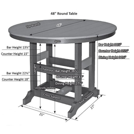 Berlin Gardens Garden Classic Standard Top 48" Round Bar Table - GCDT0048B 2