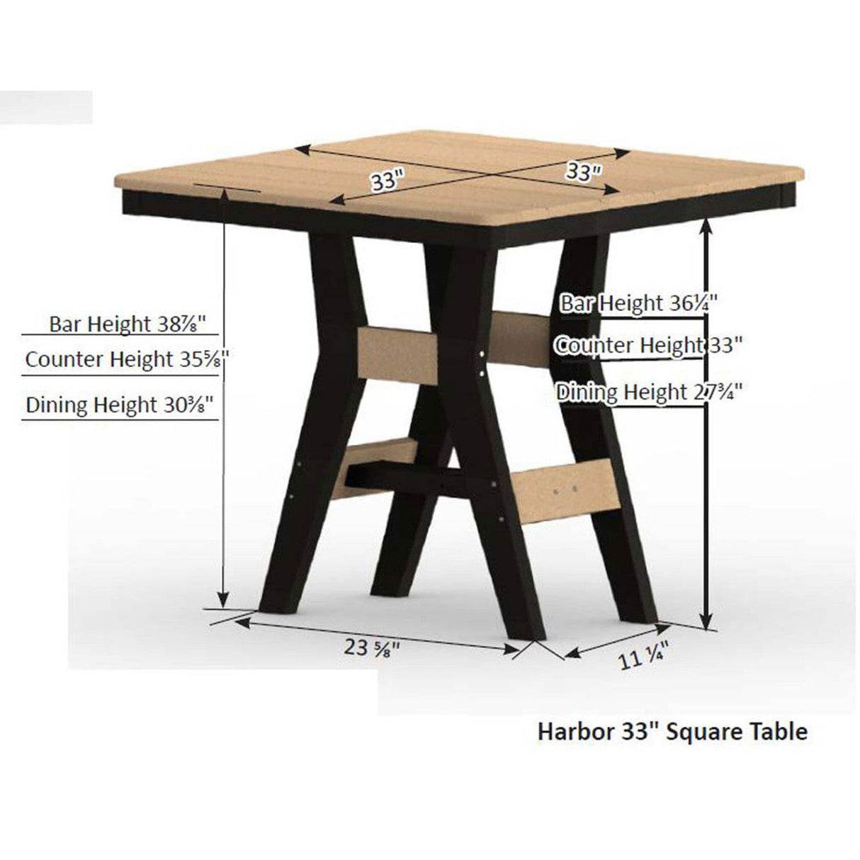 Berlin Gardens Harbor Bar Tables Hammered Top 33" Square Bar Table - HHFT0033B 2