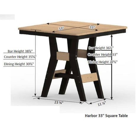 Berlin Gardens Harbor Bar Tables Hammered Top 33" Square Bar Table - HHFT0033B 2