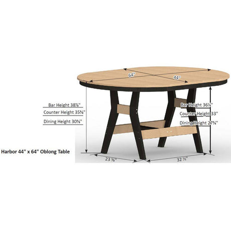 Berlin Gardens Harbor Bar Tables Hammered Top 44" x 64" Oblong Bar Table - HHFT4464B 2