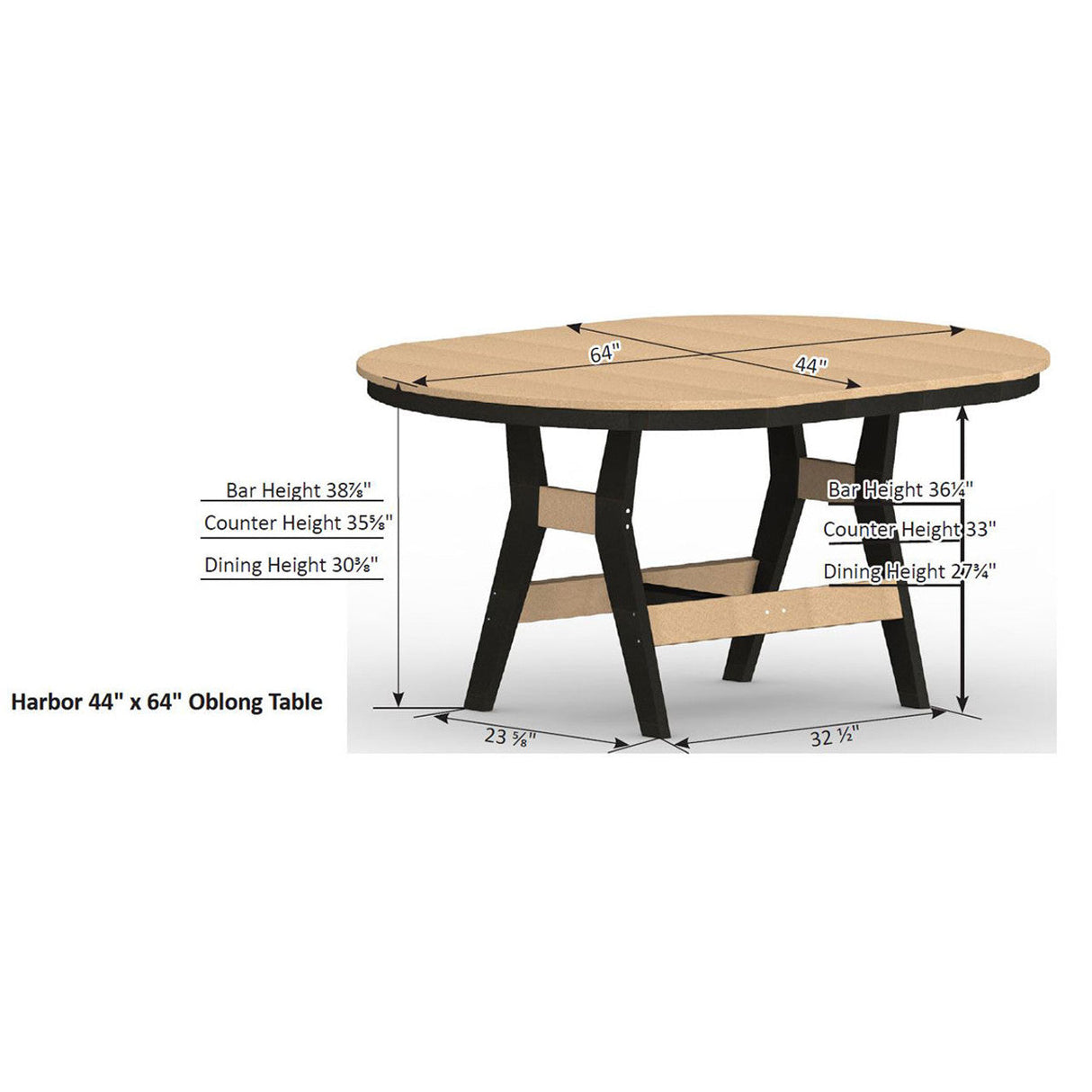 Berlin Gardens Harbor Bar Tables Standard Top 44" x 64" Oblong Bar Table - HOT4464B 2